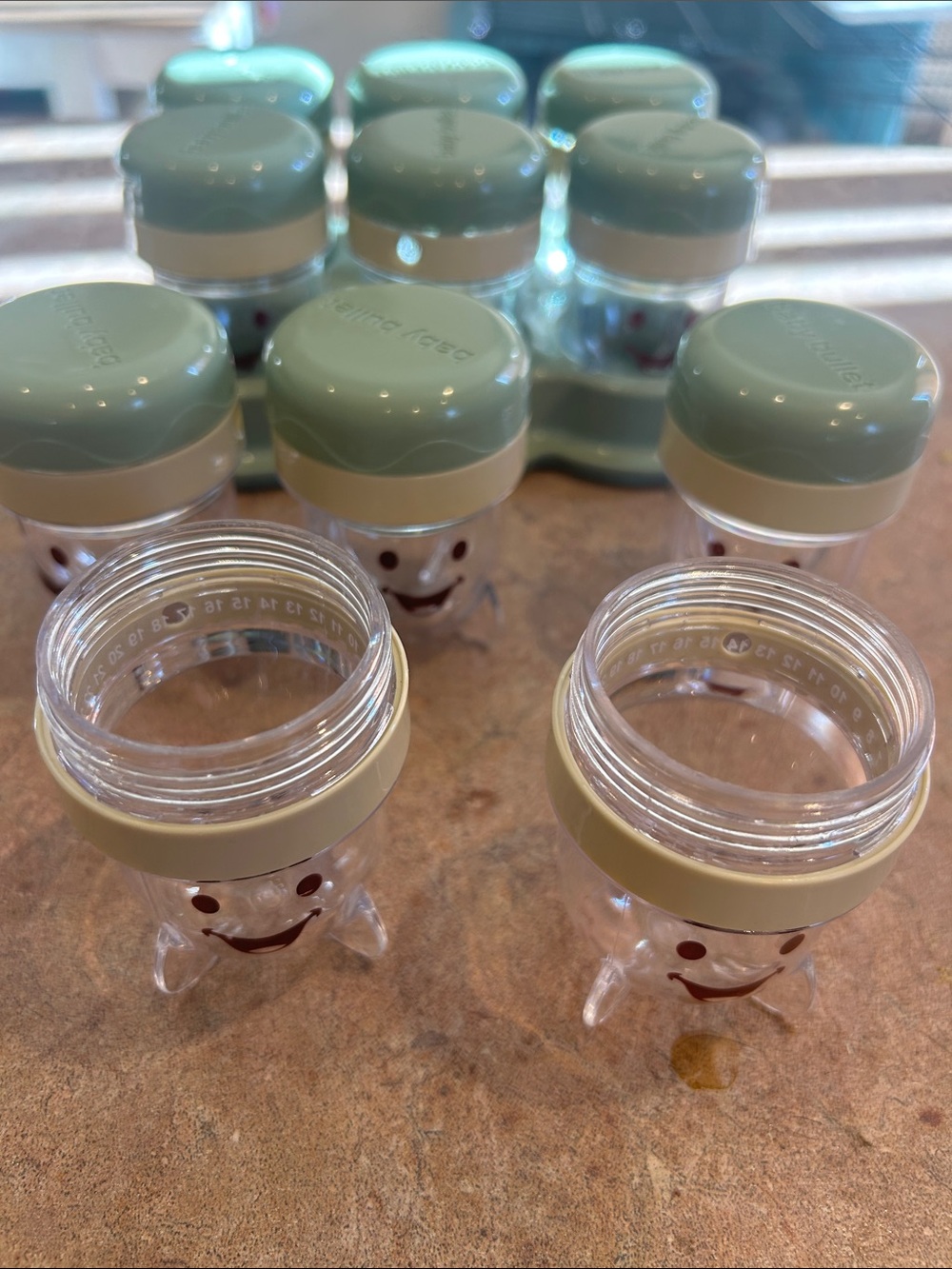 Green Smile Spice Jars Set - Clear Plastic Food Storage